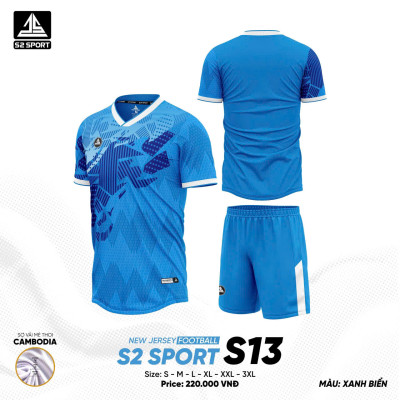 ÁO BÓNG ĐÁ KHÔNG LOGO S2 SPORT S13